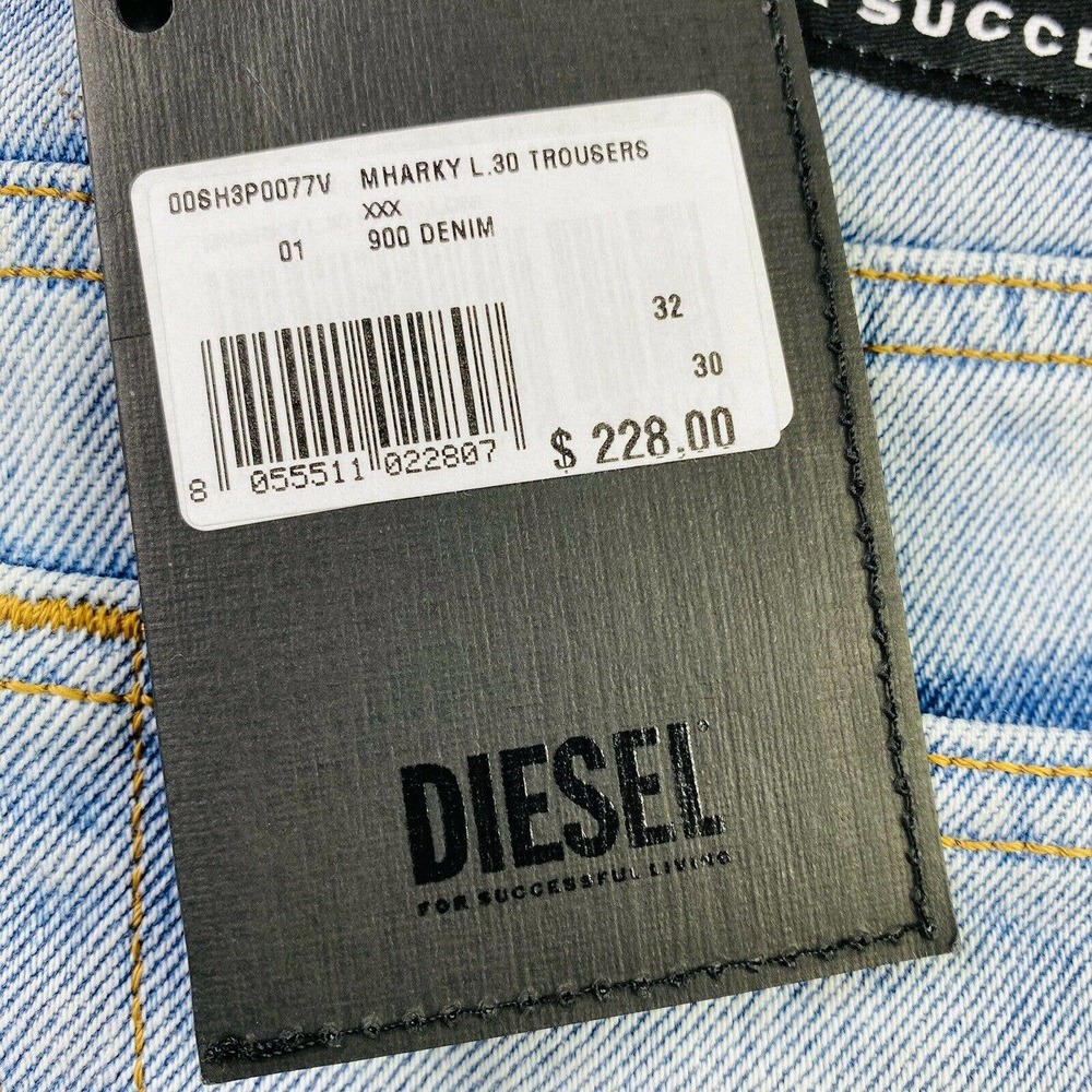 Diesel MHARKY Slim Skinny 0077V Mens Bleach Wash Jeans 32X30 NWT - Picture 2 of 5